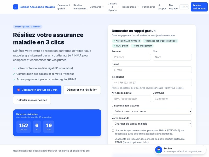 Aperçu du site Résilier-assurance-maladie.ch